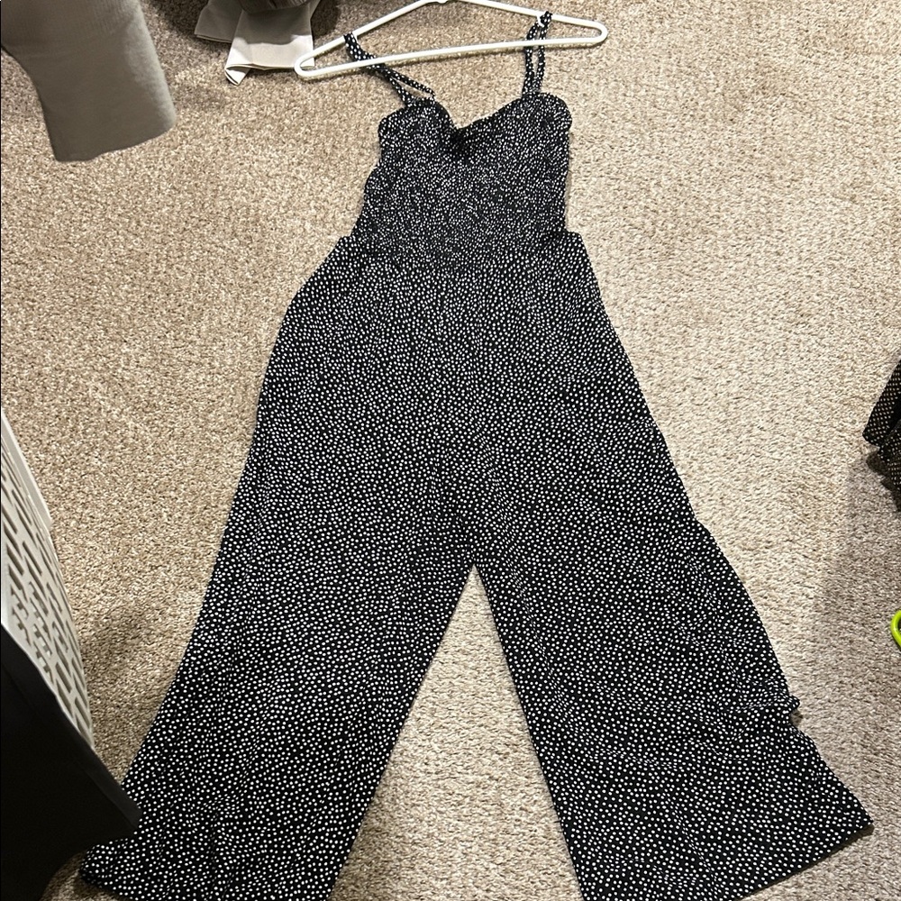 Old Navy Black and White Spotted Jumpsuit